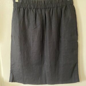 J. Crew Linen Black Skirt Size S Pull On Elastic Waist Lined NWOT